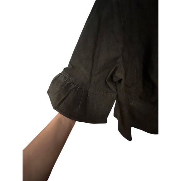 Sandro Womens Dark Blue Cropped Button-Up Jacket 2X Denim - Picture 2 of 4